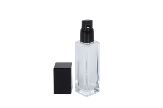 30ml Empty Clear Square Glass Emulsion Essence Bottle Cosmetic Foundation Bottle