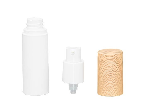 Design of water transfer printing wood grain over cap PP Airless bottle 15ml 30ml 50ml