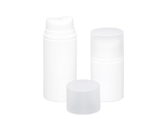 PP White Airless Pump Bottles 50ml 100ml 150ml With Central Hole Outlet Design